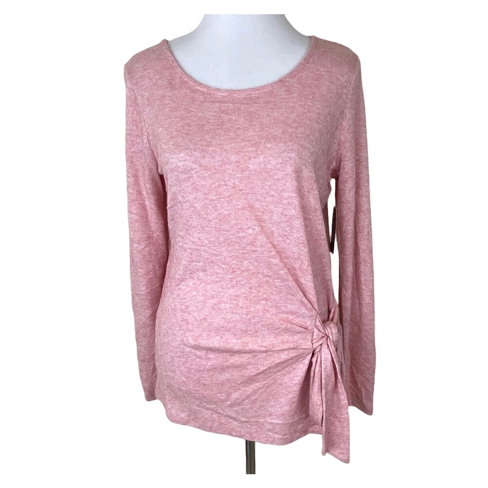 INC International Concepts Side-Tie Top Small Pink Pale Mauve Long Sleeve